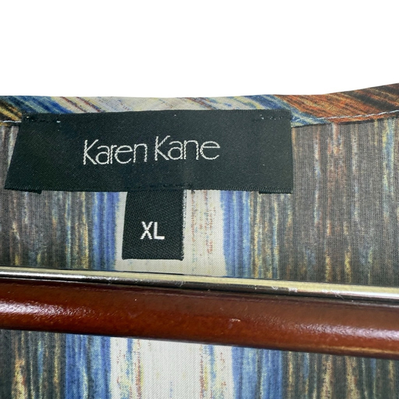Karen Kane XL Abstract Ombre Snake Print Shear Blouse Top Boho Chic Mande in USA - Picture 2 of 8